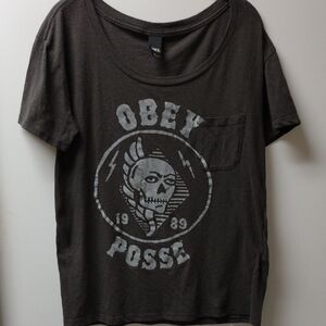 Obey Dark Grey Skull Graphic Tee